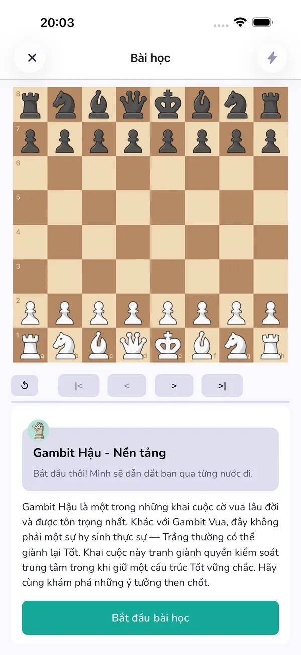 Một bài học nền tảng về Khai cuộc Gambit Hậu trong LearnChess